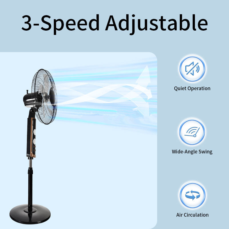 16-inch AC/DC 9V Solar Panel Fan with Monocrystalline Silicon 9V Solar Panel Remote Control LED Night Lamp