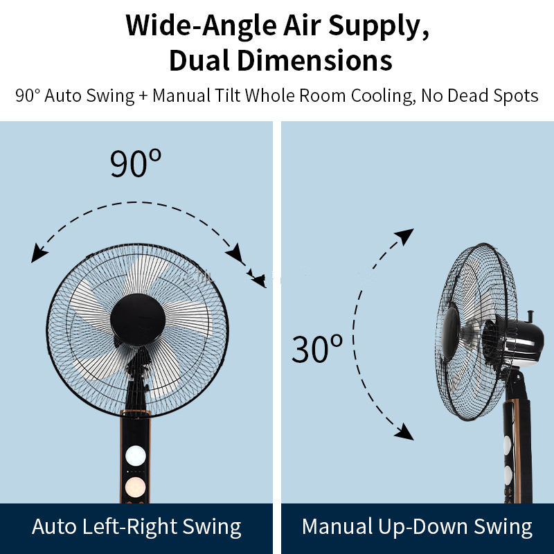 16-inch AC/DC 9V Solar Panel Fan with Monocrystalline Silicon 9V Solar Panel Remote Control LED Night Lamp