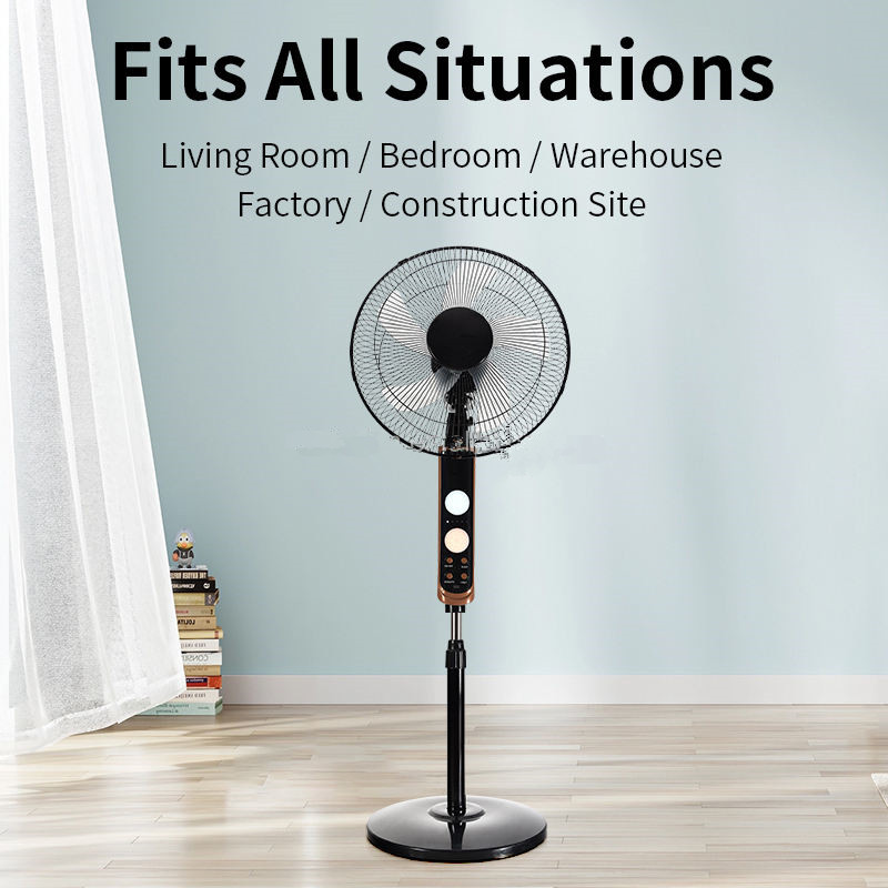 16-inch AC/DC 9V Solar Panel Fan with Monocrystalline Silicon 9V Solar Panel Remote Control LED Night Lamp