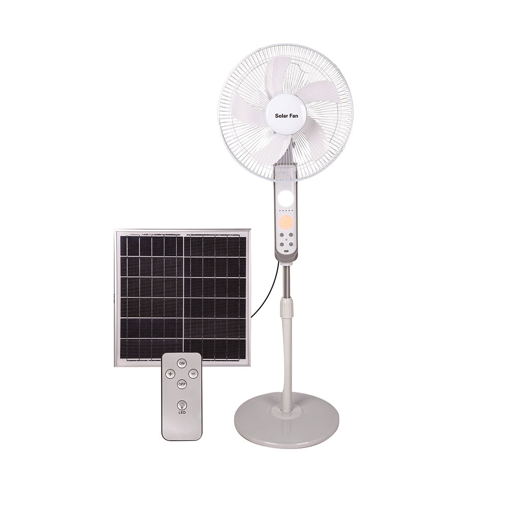 16-inch AC/DC 9V Solar Panel Fan with Monocrystalline Silicon 9V Solar Panel Remote Control LED Night Lamp