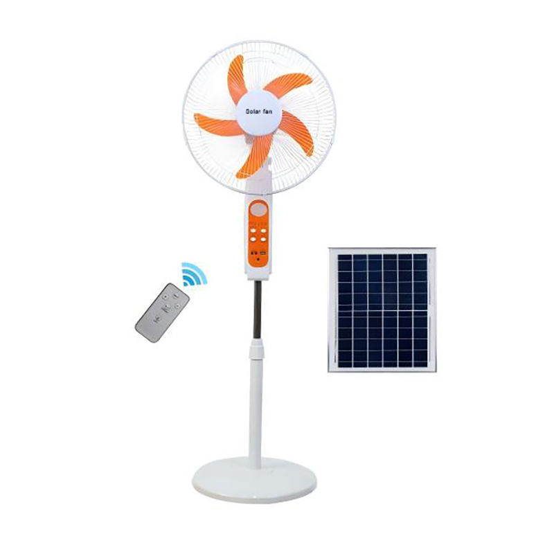 16 Inch Air Cooling Appliance Solar Electric Fan AC DC Adapter Rechargeable Stand Fan DC Table Fan Have LED Light Inside Battery