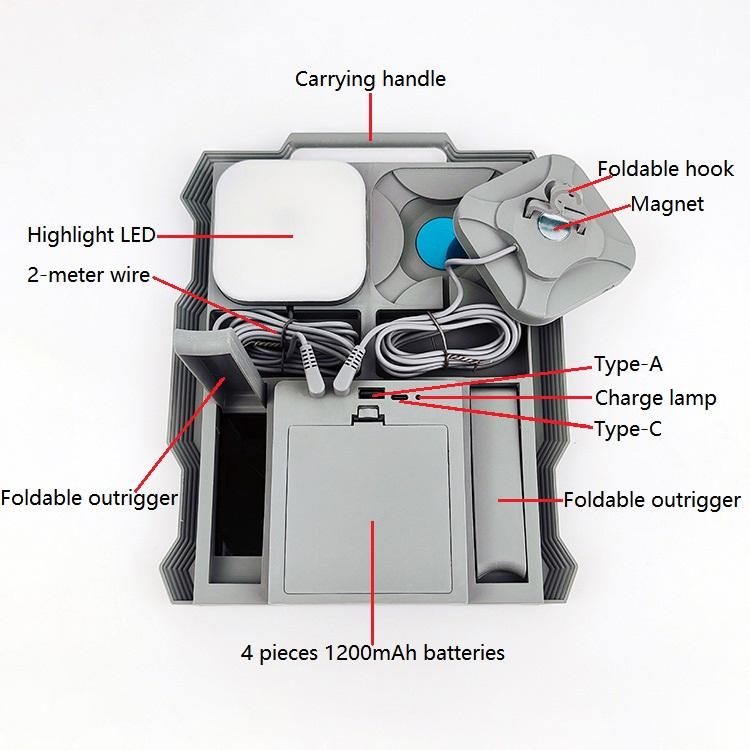 Solar Camping Multifunctional solar charging panel DC5V external magnetic suction bulb