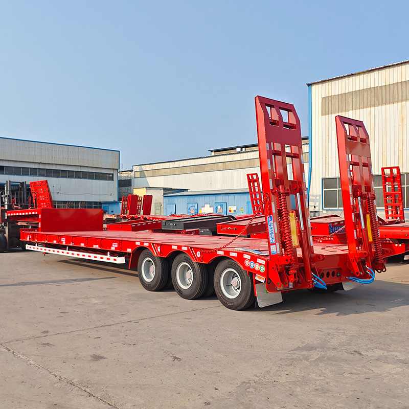 3 Essieux 60 Tonnes Semi-Remorque Plateforme Basse