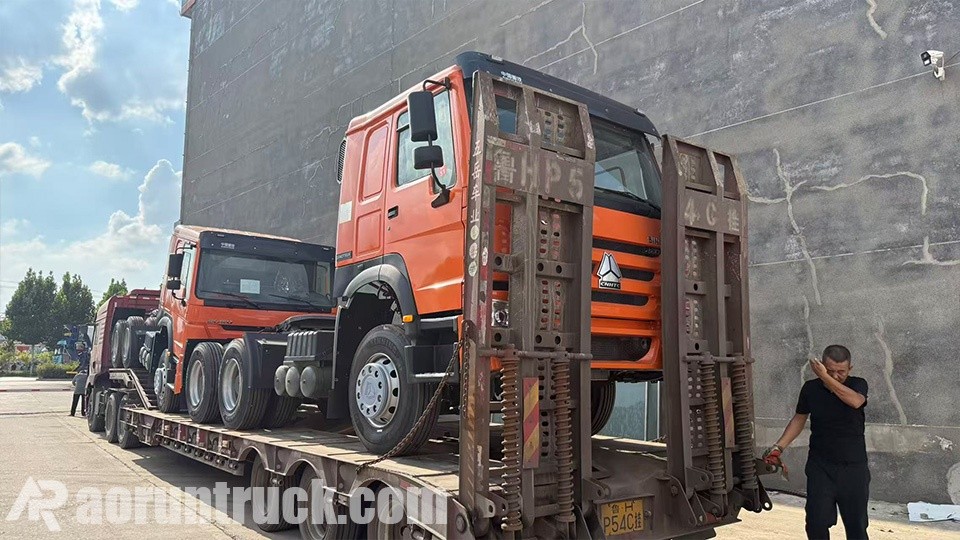 2 unités de camions tracteurs SINOTRUK HOWO de 430 ch équipés d’un moteur Weichai expédiées au Cameroun
