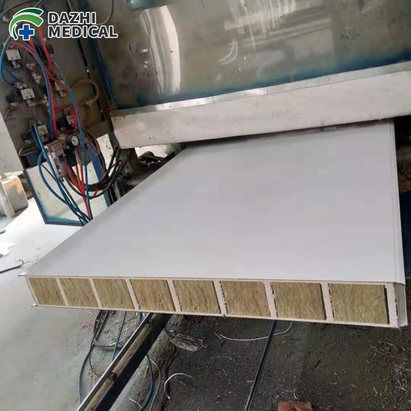 Rock Wool Color Steel Sandwich Panel Water/Fire Resistant Eco-Friendly Cold Room Food Pharmaceutical Purification Board Medical