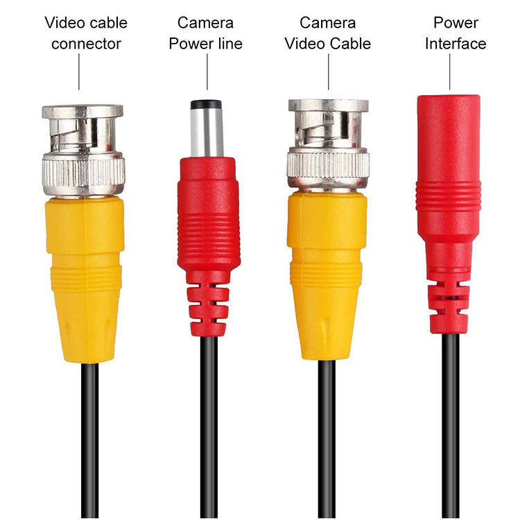 Custom BNC DC Foil Shielded Black PVC Jacket Cable for CCTV AHD DVD Player Camera Video Power Accessories Computers Monitors