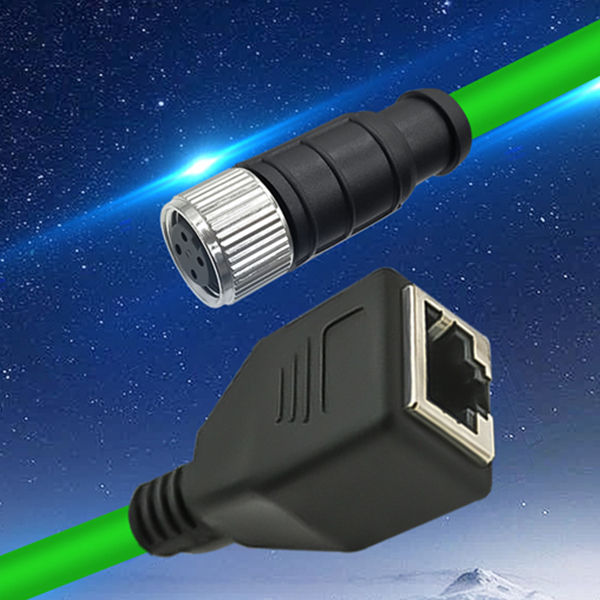 HZSD Custom Brass M12-4D RJ45 Ethernet Cable 0.5m/3m Lengths IP67 Waterproof Automotive Servo PLC Communication DIN Connectors