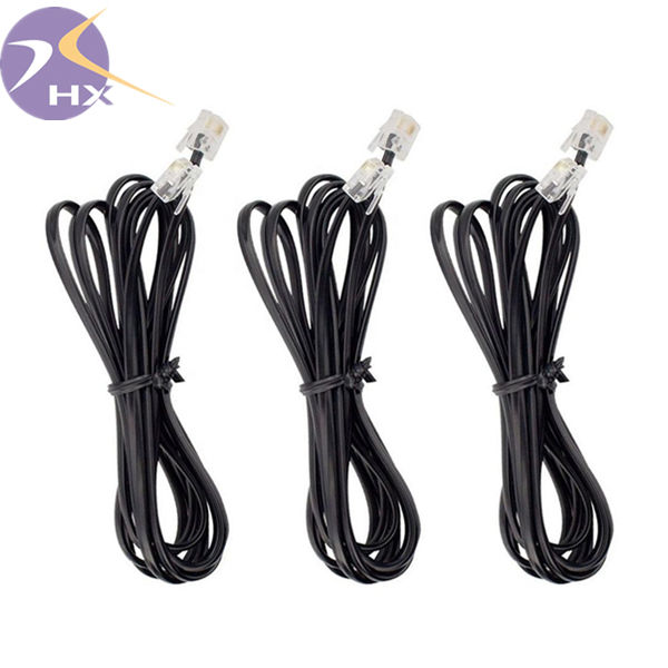 6-Core Multistrand Rj12 Cable 6P6C Crystal Head Pure Copper Plating PVC Black Telephone Cord Coiled Cable for Electronic Use