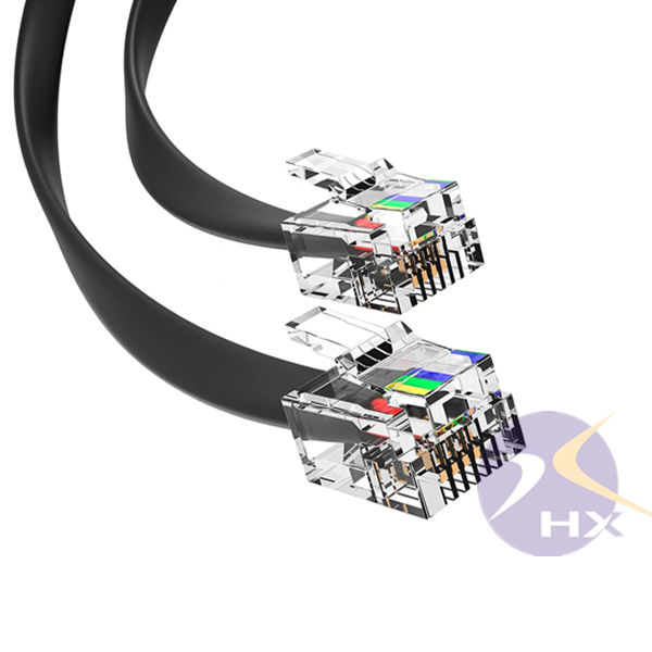 6-Core Multistrand Rj12 Cable 6P6C Crystal Head Pure Copper Plating PVC Black Telephone Cord Coiled Cable for Electronic Use