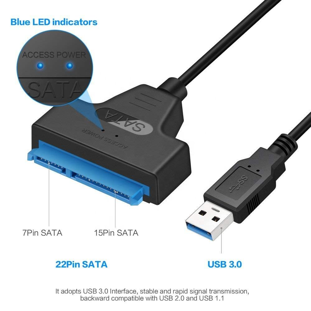 Type C to SATA III Converter Cable 25CM 2.5'' SSD HDD Hard Drive Adapter with PVC Jacket Braid Shielded for Laptop