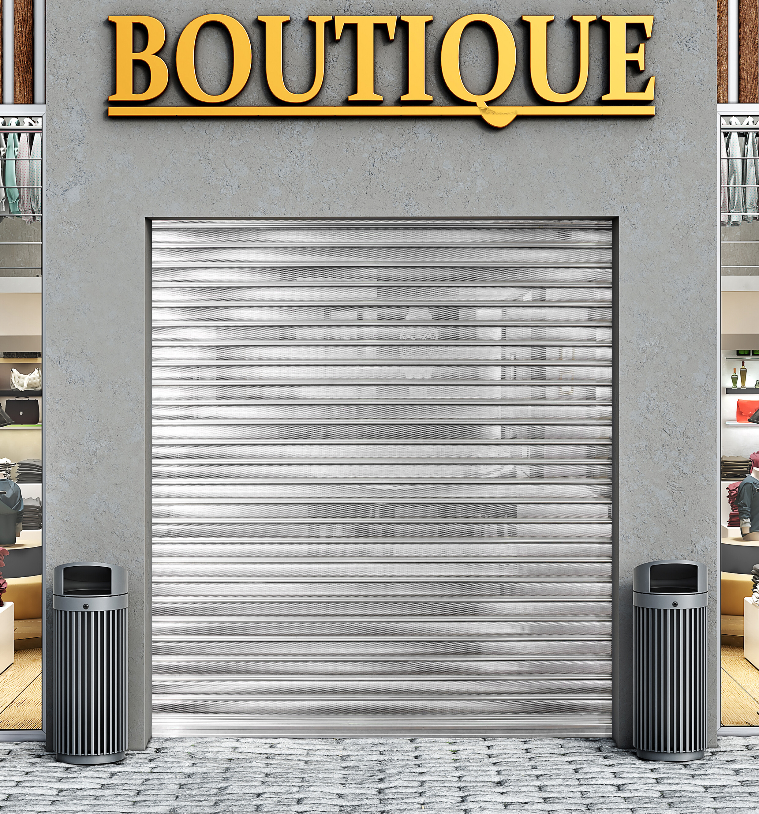Steel ventilated roller shutter door