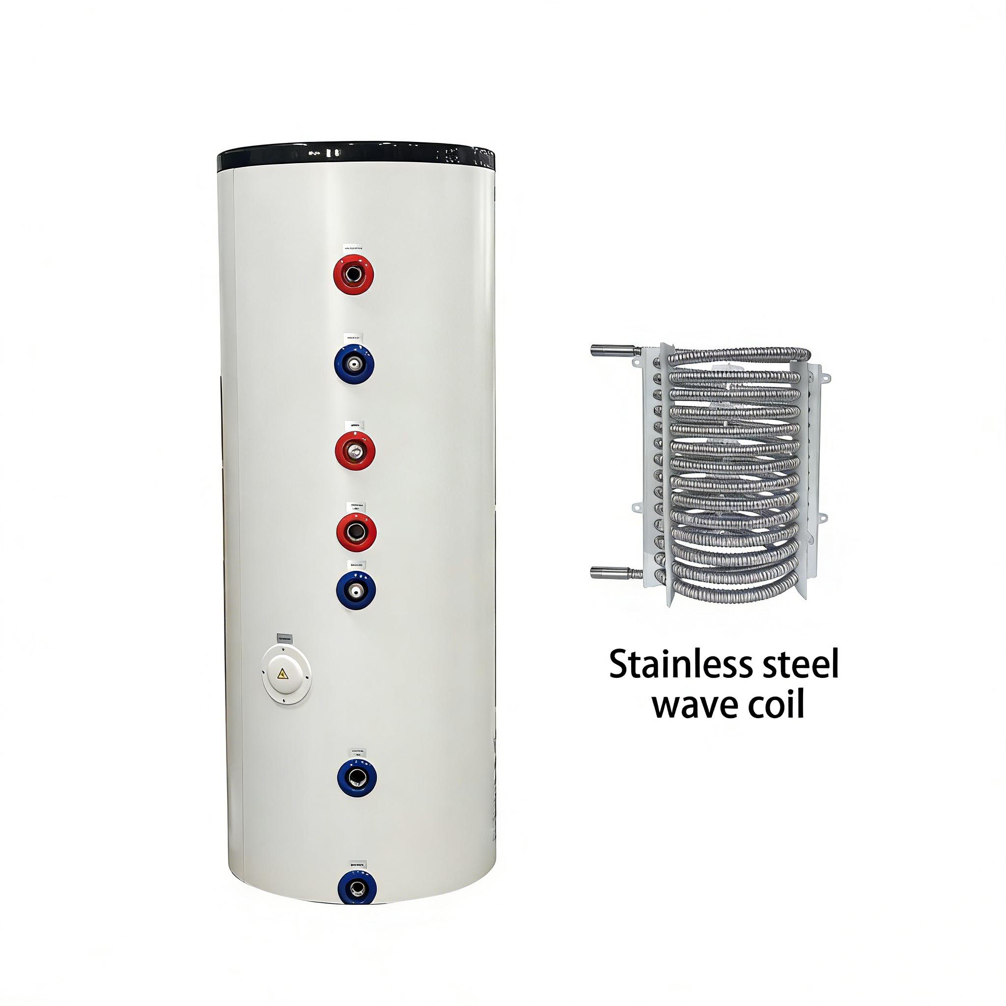 300L Wave Coil Corrugated Tube With Electric Heating Link Solar System Solar Water Tank