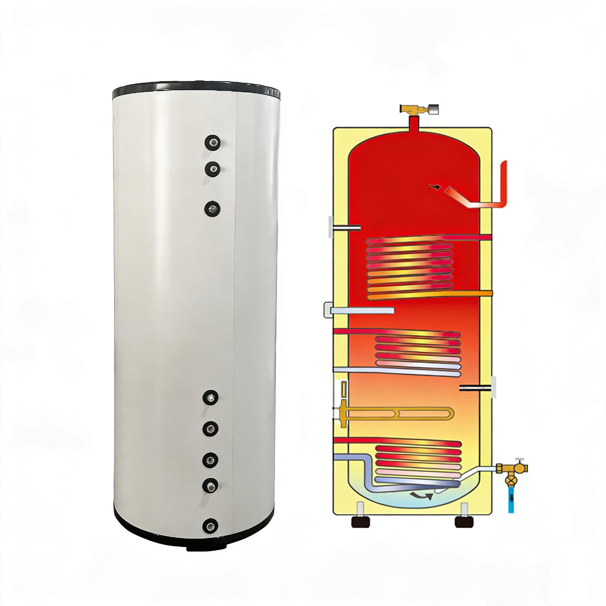 300L Wave Coil Corrugated Tube With Electric Heating Link Solar System Solar Water Tank