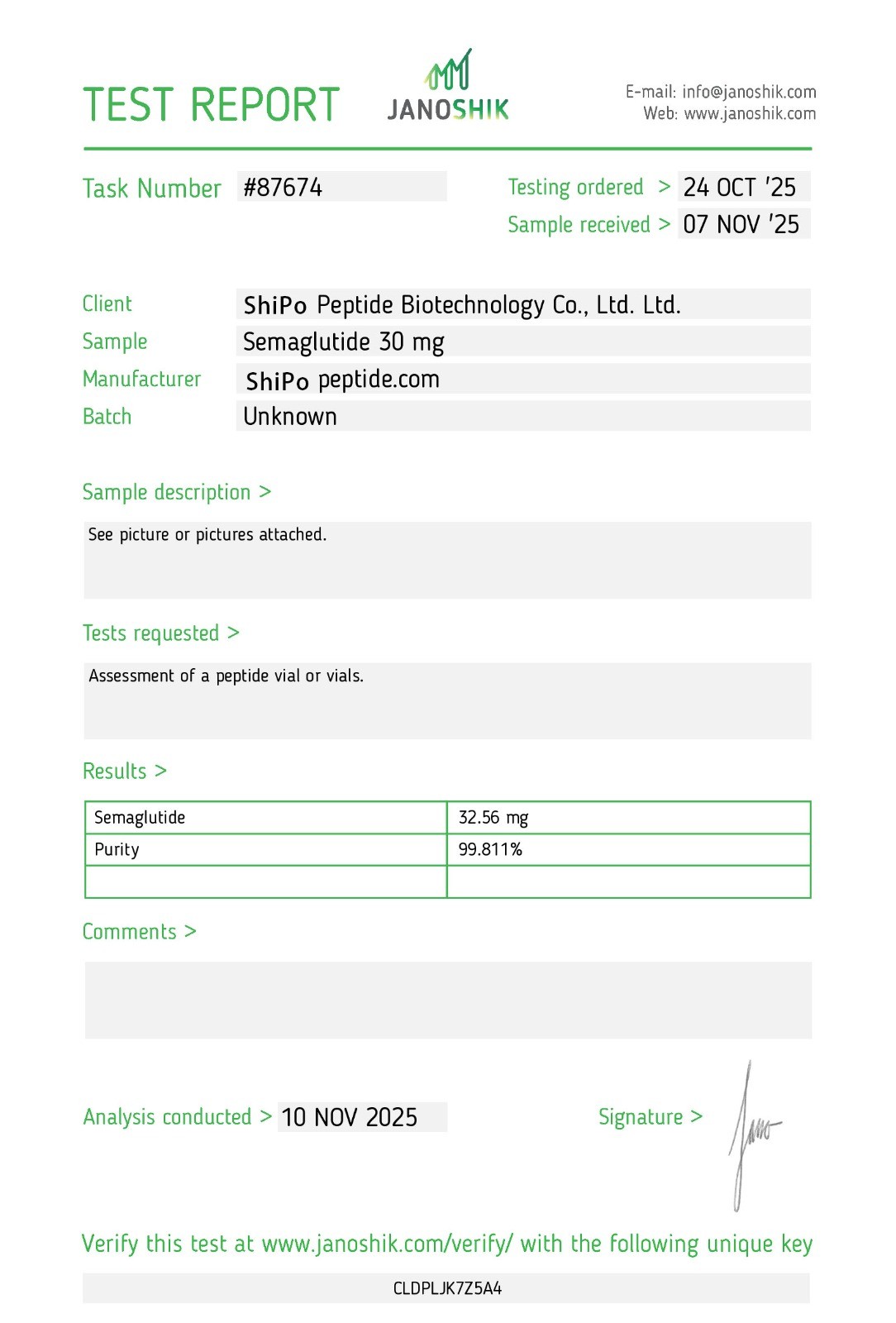 Test Report SM30-shipopeptide