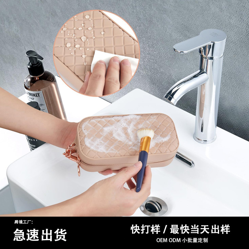 Women's cross-border cosmetic bag, travel cosmetic bag, diamond-patterned silicone storage bag, large portable travel cosmetic bag