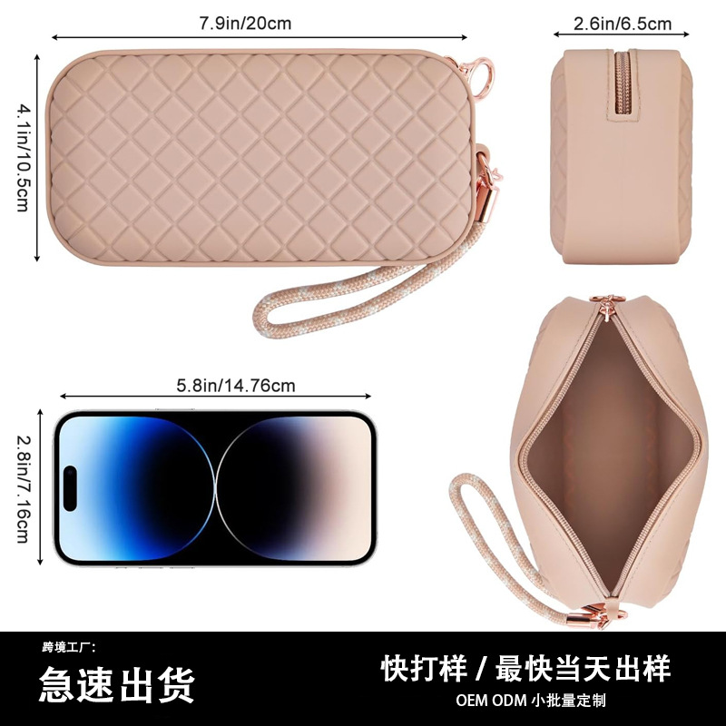 Women's cross-border cosmetic bag, travel cosmetic bag, diamond-patterned silicone storage bag, large portable travel cosmetic bag