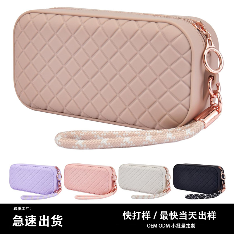 Women's cross-border cosmetic bag, travel cosmetic bag, diamond-patterned silicone storage bag, large portable travel cosmetic bag