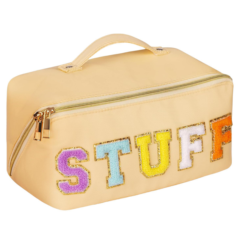 In stock nylon tote bag with embroidered lettering, large capacity, slanted opening, multi-functional storage bag, 2024 new style.