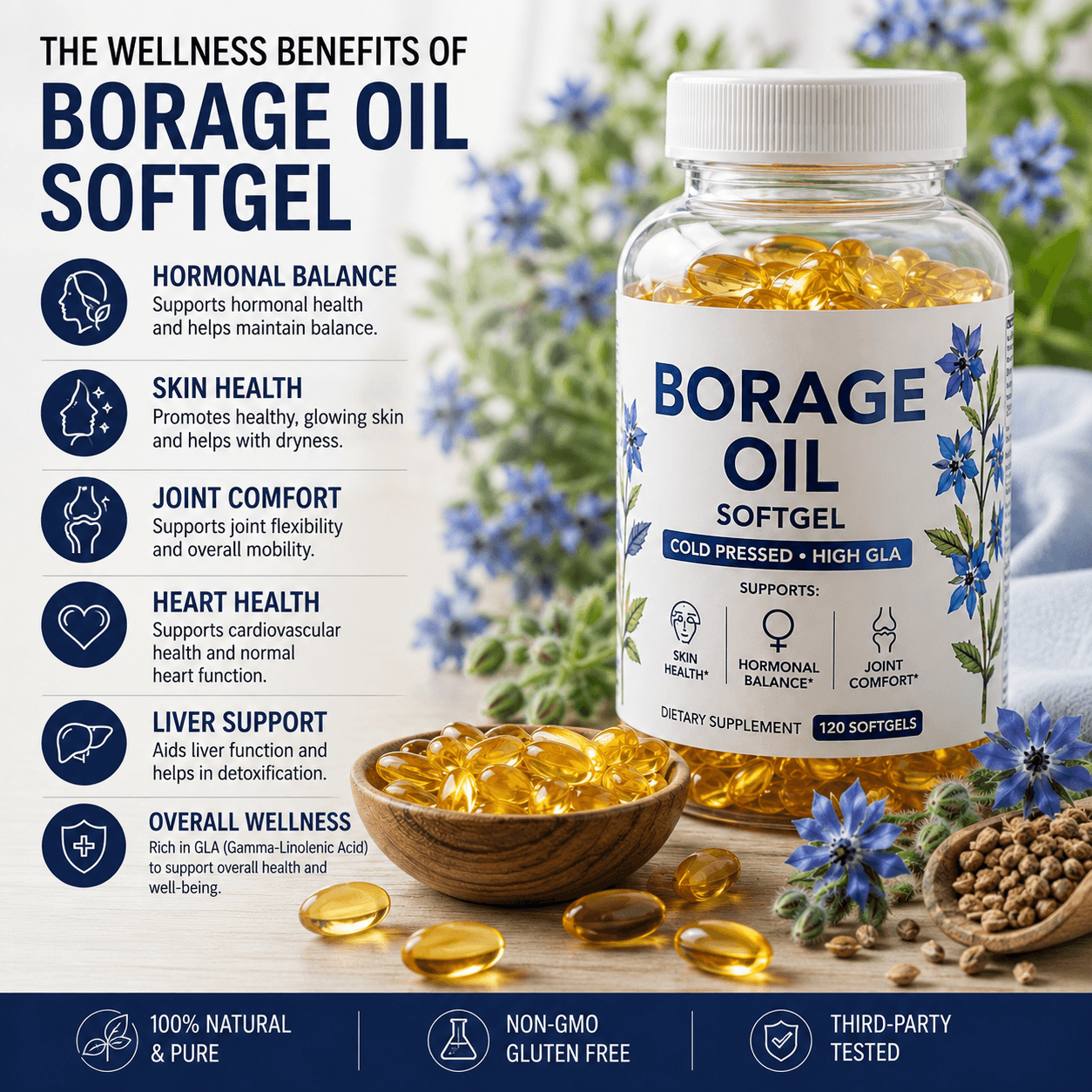 Borage Oil Softgel: Benefits, Uses, and Manufacturing Insights
