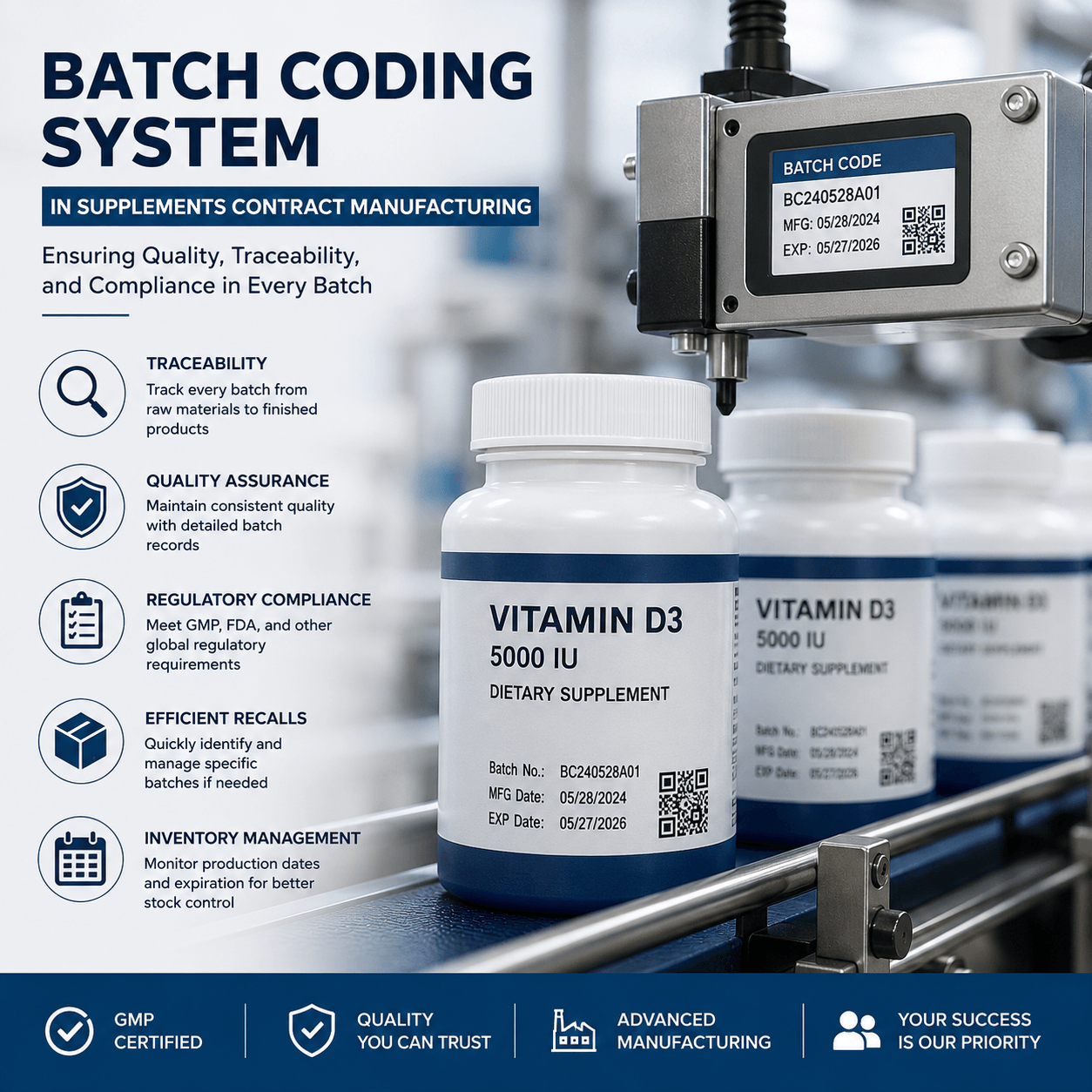 Batch Coding System in Supplements Contract Manufacturing: Why It Matters for Quality and Traceability