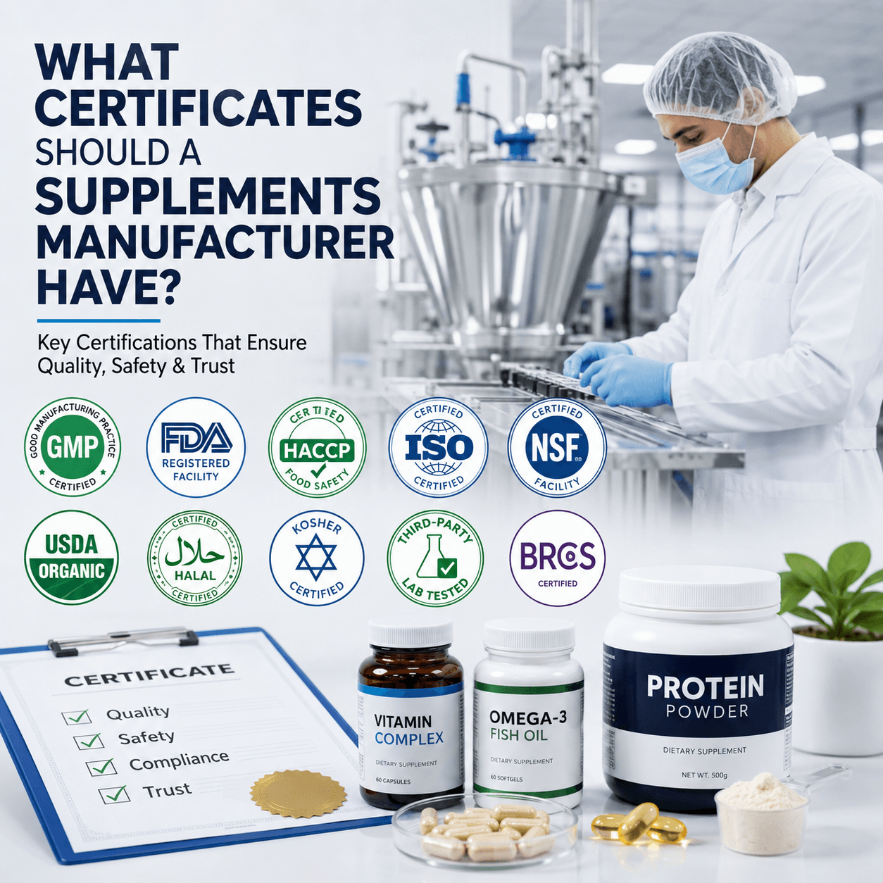 What Certificates Should a Supplements Manufacturer Have?