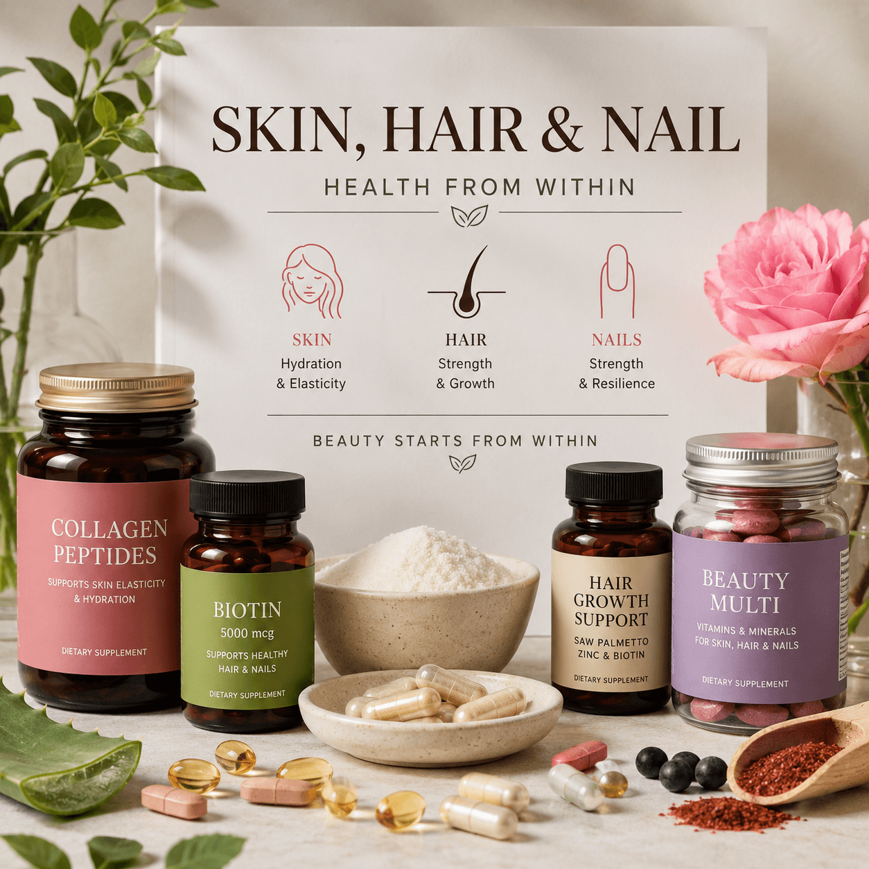 Skin, Hair, and Nail Health Ingredients and Supplement Formulas Guide
