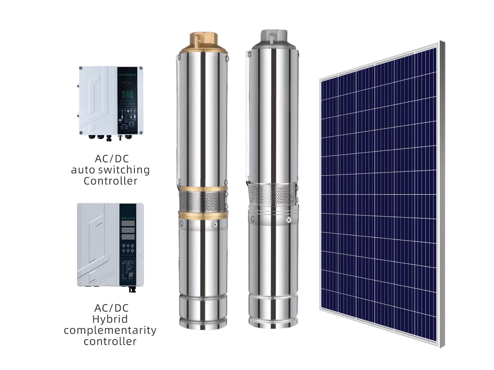4inch SD Deep Well Solar Submersible Pumps AC DC Powered