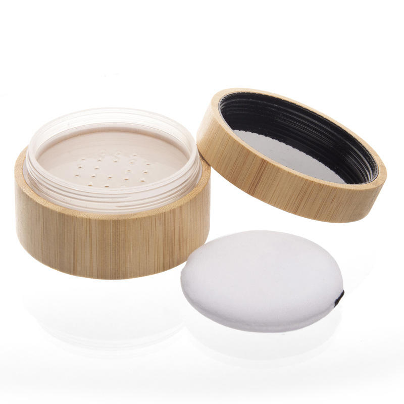 Manufacturer Custom Eco Friendly Bamboo Loose Powder Jar with Sifter and Puff for Makeup Face Powder Cosmetic Packaging Manufacturer Custom Eco Friendly Bamboo Loose Powder Jar with Sifter and Puff for Makeup Face Powder Cosmetic Packaging