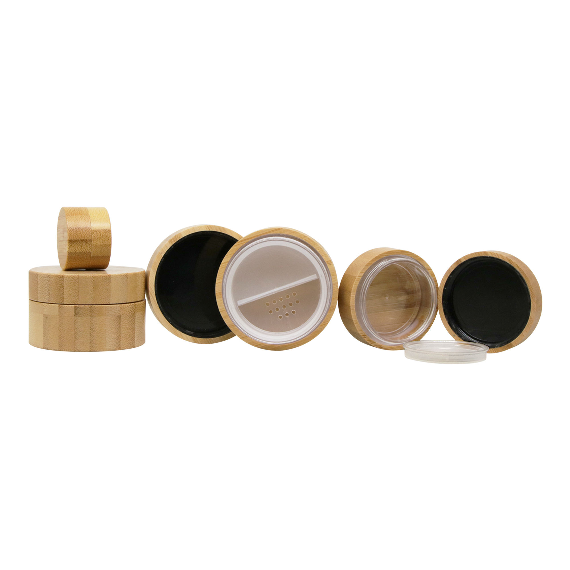 Manufacturer Custom Eco Friendly Bamboo Loose Powder Jar with Sifter and Puff for Makeup Face Powder Cosmetic Packaging Manufacturer Custom Eco Friendly Bamboo Loose Powder Jar with Sifter and Puff for Makeup Face Powder Cosmetic Packaging