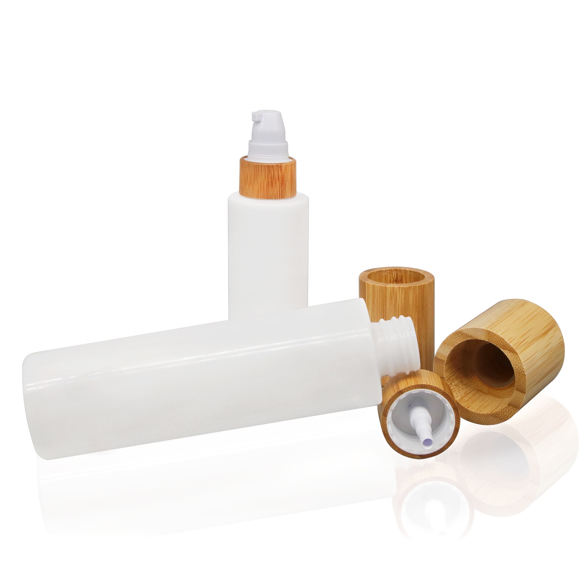 Custom 100ml Cosmetic Packaging Container Body Scrub Shampoo PET White Plastic Jar With Bamboo Screw Cap Custom 100ml Cosmetic Packaging Container Body Scrub Shampoo PET White Plastic Jar With Bamboo Screw Cap
