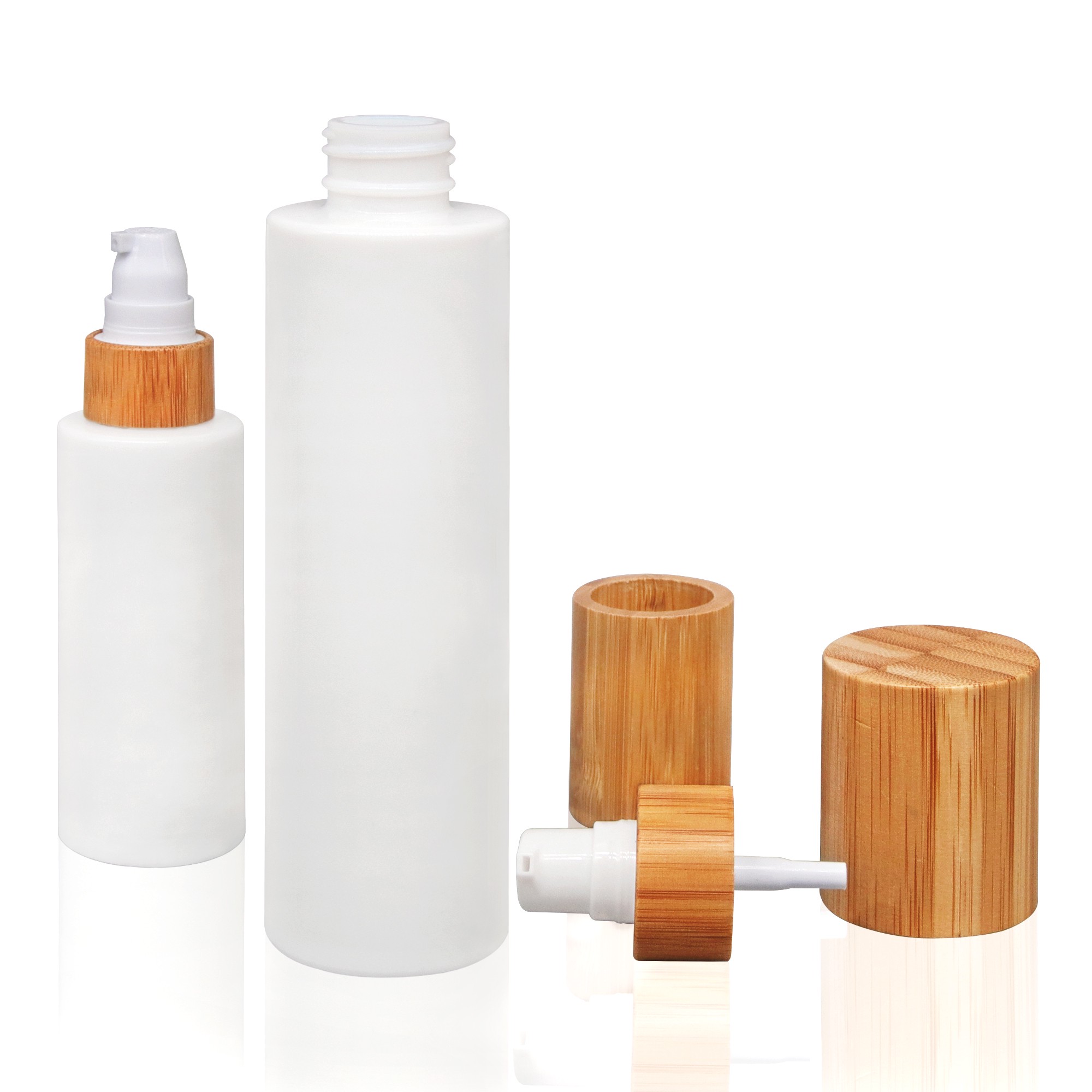Custom 100ml Cosmetic Packaging Container Body Scrub Shampoo PET White Plastic Jar With Bamboo Screw Cap Custom 100ml Cosmetic Packaging Container Body Scrub Shampoo PET White Plastic Jar With Bamboo Screw Cap