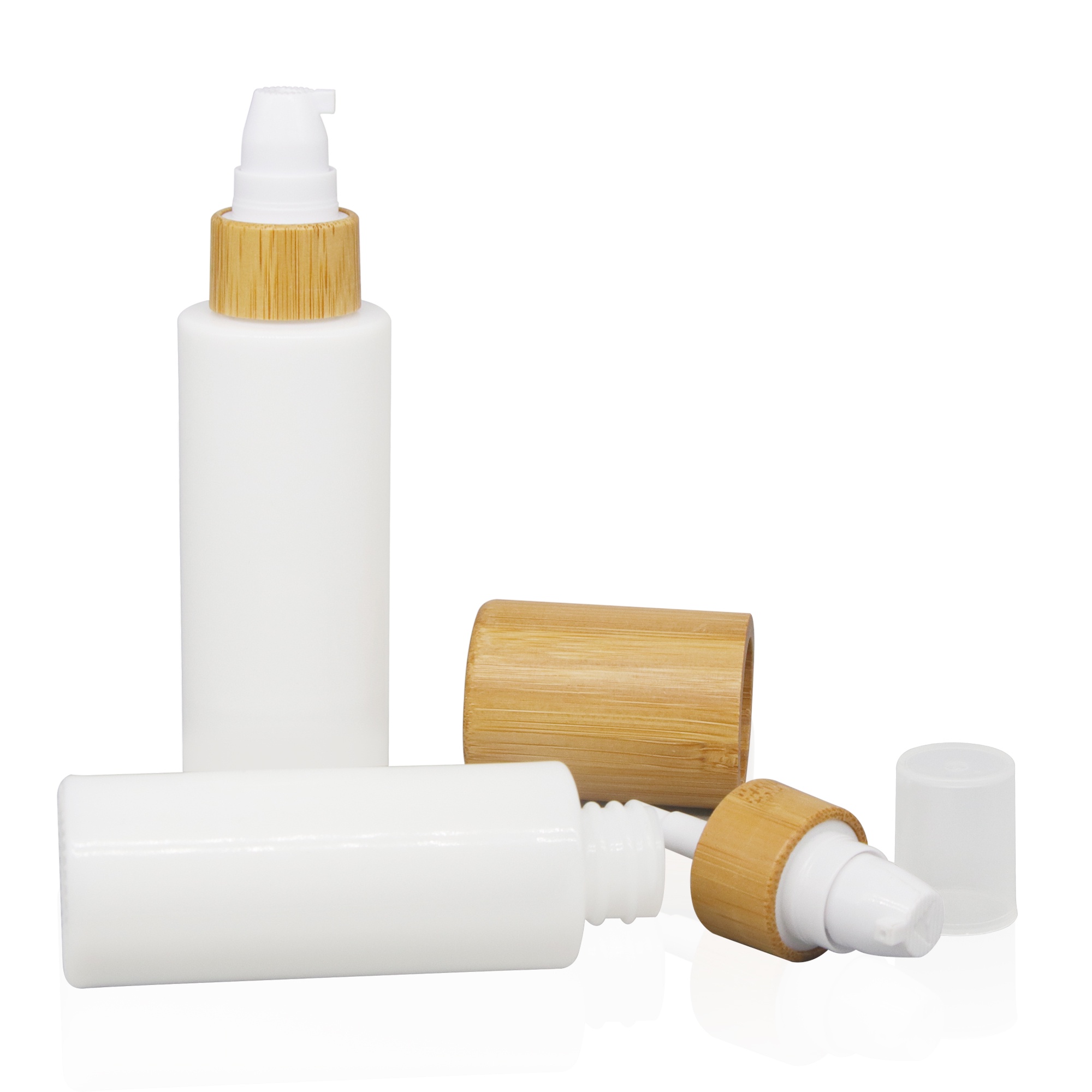 Custom 100ml Cosmetic Packaging Container Body Scrub Shampoo PET White Plastic Jar With Bamboo Screw Cap Custom 100ml Cosmetic Packaging Container Body Scrub Shampoo PET White Plastic Jar With Bamboo Screw Cap