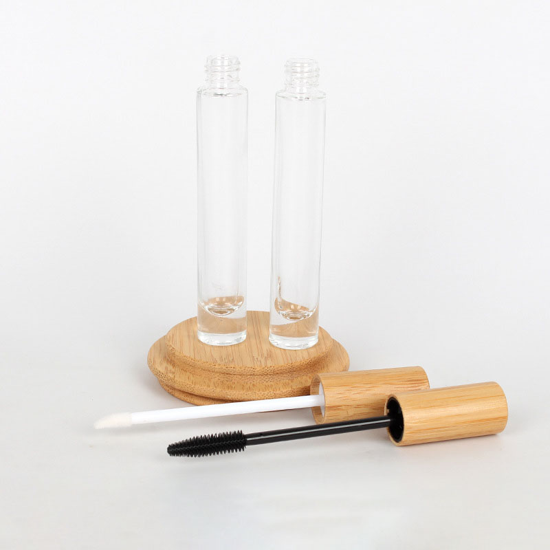 Custom Logo Sustainable Bamboo Mascara Tube Empty Glass Cosmetic Container for Lash Serum Custom Logo Sustainable Bamboo Mascara Tube Empty Glass Cosmetic Container for Lash Serum