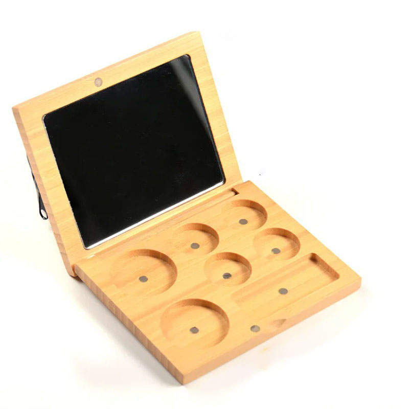 Custom Logo Bamboo Eyeshadow Palette square Jar 15g Bamboo Eye Shadow Tray with Makeup Brush Mirror Packaging Custom Logo Bamboo Eyeshadow Palette square Jar 15g Bamboo Eye Shadow Tray with Makeup Brush Mirror Packaging