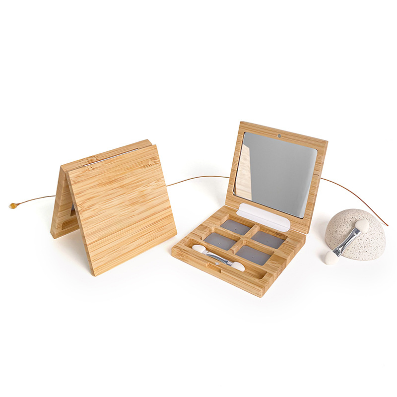 Eco-Friendly Bamboo 3 Pan Eyeshadow Palette with Mirror Refillable Magnetic Makeup Compact Case Eyeshadow Not Included Eco-Friendly Bamboo 3 Pan Eyeshadow Palette with Mirror Refillable Magnetic Makeup Compact Case Eyeshadow Not Included