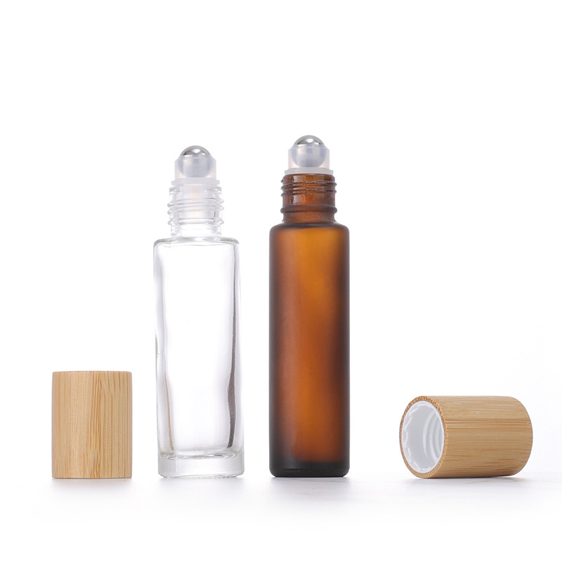 Natural Cosmetics Packaging Bamboo Cap Roll on Glass Perfume Bottle 10m Ball Bottle Perfume Glass Roller Bottle With Steel Ball Natural Cosmetics Packaging Bamboo Cap Roll on Glass Perfume Bottle 10m Ball Bottle Perfume Glass Roller Bottle With Steel Ball