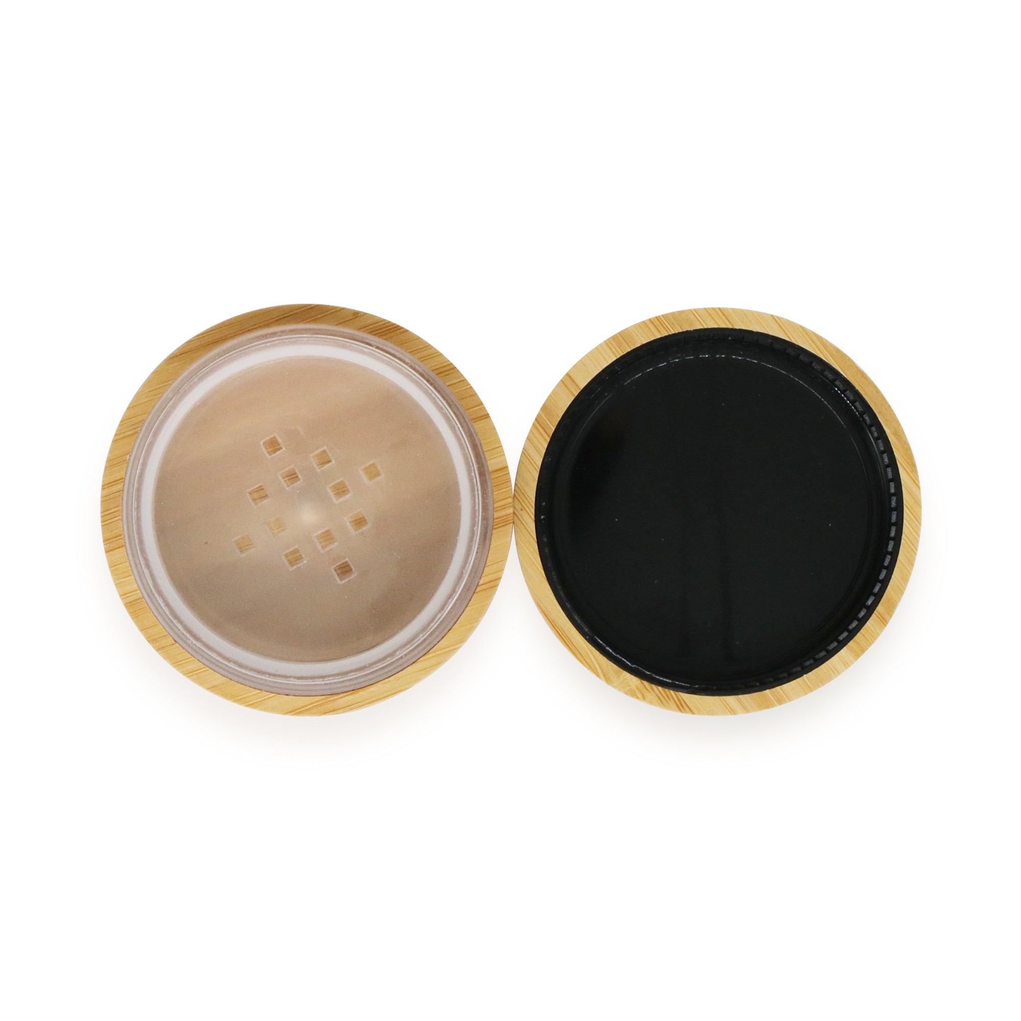 Eco-Friendly Natural Bamboo Loose Powder Case Engraved Logo for Products Eyeshadow Blush PP Plastic Eco-Friendly Natural Bamboo Loose Powder Case Engraved Logo for Products Eyeshadow Blush PP Plastic