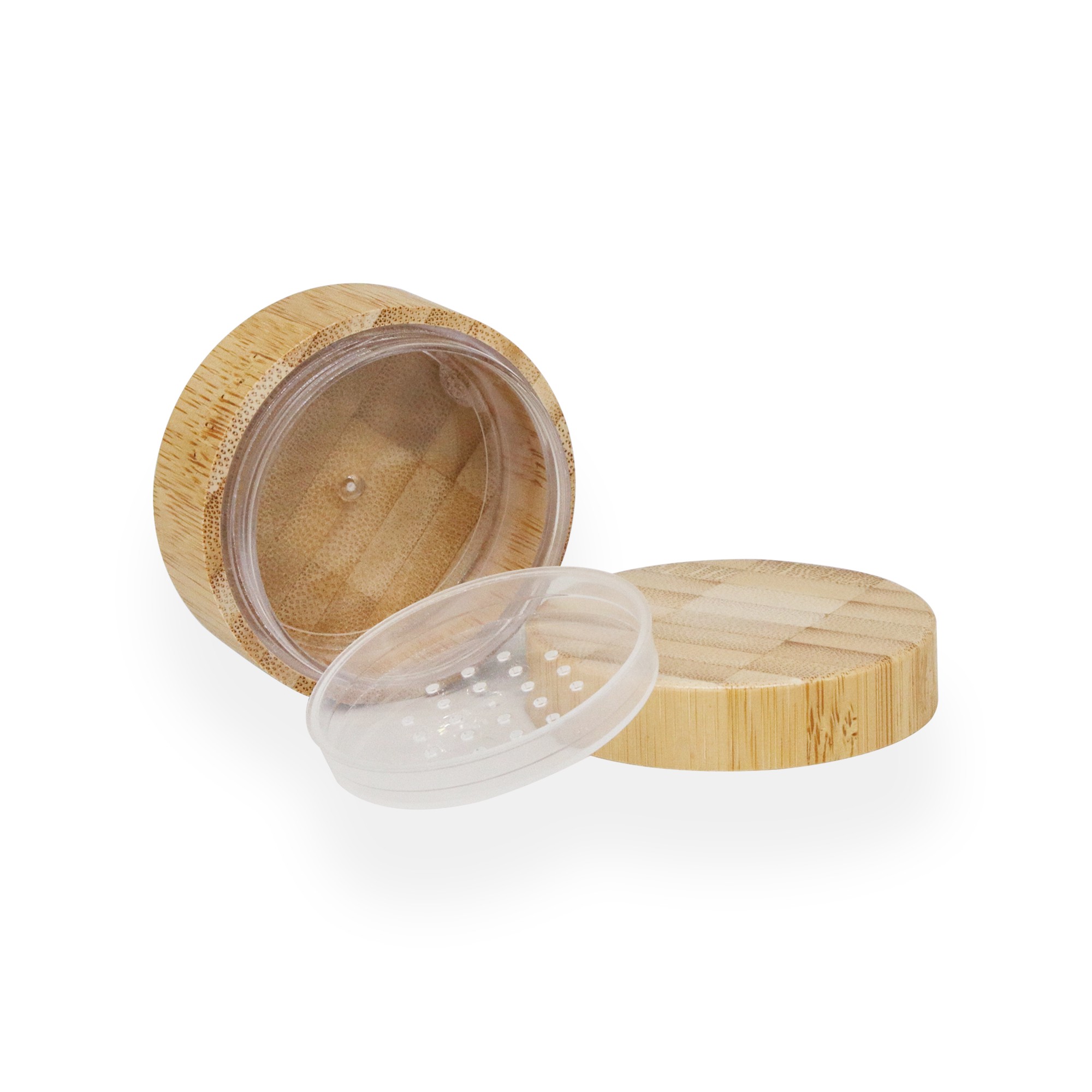 New Natural Organic 20g Bamboo Powder Container with Bamboo Sifter Refillable Jar for Cosmetic Makeup Packaging