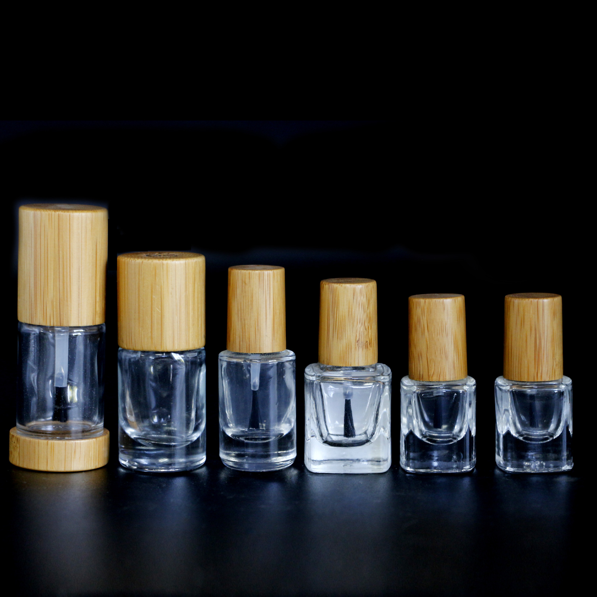 New Eco-Friendly Clear Glass Nail Oil Polish Bottle Bamboo Lid Screw Cap 5/10/15ml Capacities Hot Stamping Cosmetic Use