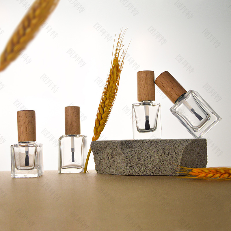 Custom High Quality Empty Reusable 10ml Cylinder Glass Gel Nail Polish Bottles with Bamboo Cap Custom High Quality Empty Reusable 10ml Cylinder Glass Gel Nail Polish Bottles with Bamboo Cap