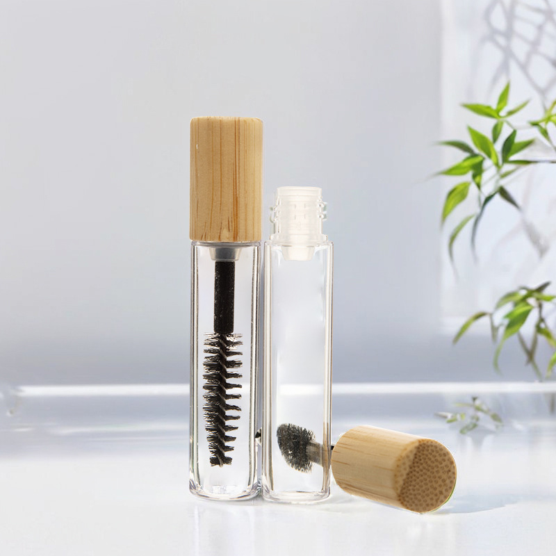 Eco Friendly Bamboo Cap 10ml Eyelash Serum Packaging Tube Clear Plastic Cosmetic Container Screw Top Empty Mascara Bottle Eco Friendly Bamboo Cap 10ml Eyelash Serum Packaging Tube Clear Plastic Cosmetic Container Screw Top Empty Mascara Bottle