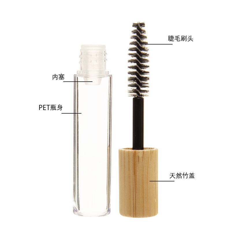 Eco Friendly Bamboo Cap 10ml Eyelash Serum Packaging Tube Clear Plastic Cosmetic Container Screw Top Empty Mascara Bottle Eco Friendly Bamboo Cap 10ml Eyelash Serum Packaging Tube Clear Plastic Cosmetic Container Screw Top Empty Mascara Bottle