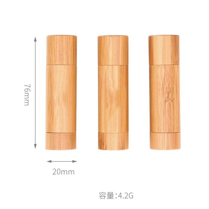 Custom OEM Natural Bamboo Lipstick Tube 5g Empty Eco Friendly Wooden Lip Balm Container Cosmetic Packaging for Personal Care