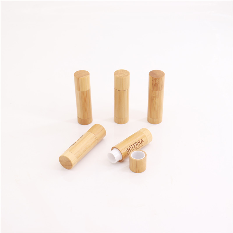 Custom OEM Natural Bamboo Lipstick Tube 5g Empty Eco Friendly Wooden Lip Balm Container Cosmetic Packaging for Personal Care