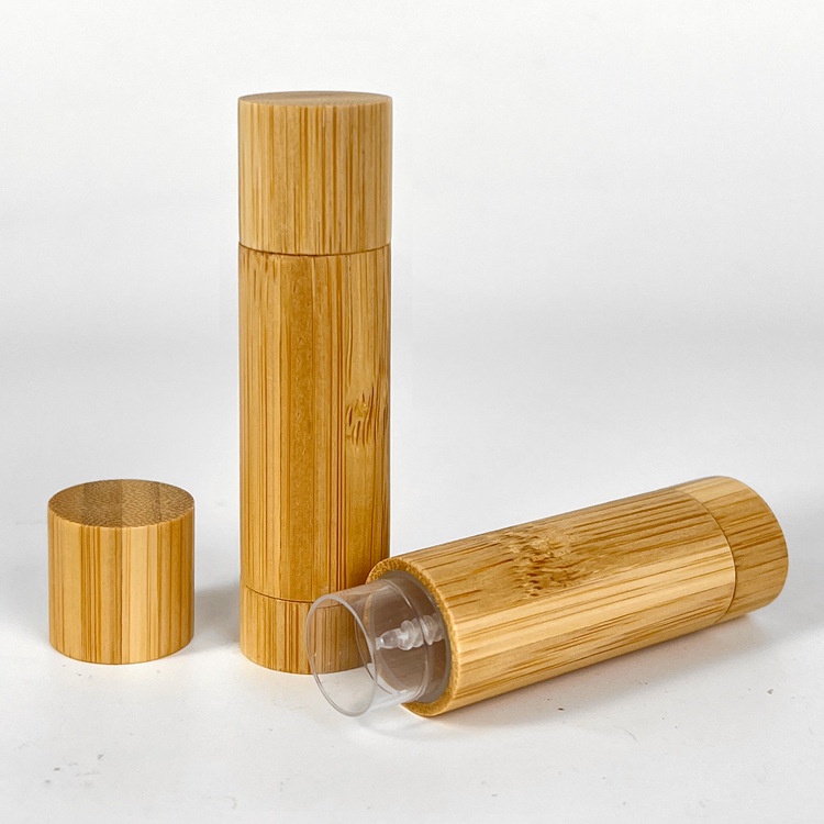 New Bamboo Empty Lipstick Tube Refillable Lip Balm Container With Rotatable Plastic Inner Sustainable Makeup Packaging New Bamboo Empty Lipstick Tube Refillable Lip Balm Container With Rotatable Plastic Inner Sustainable Makeup Packaging