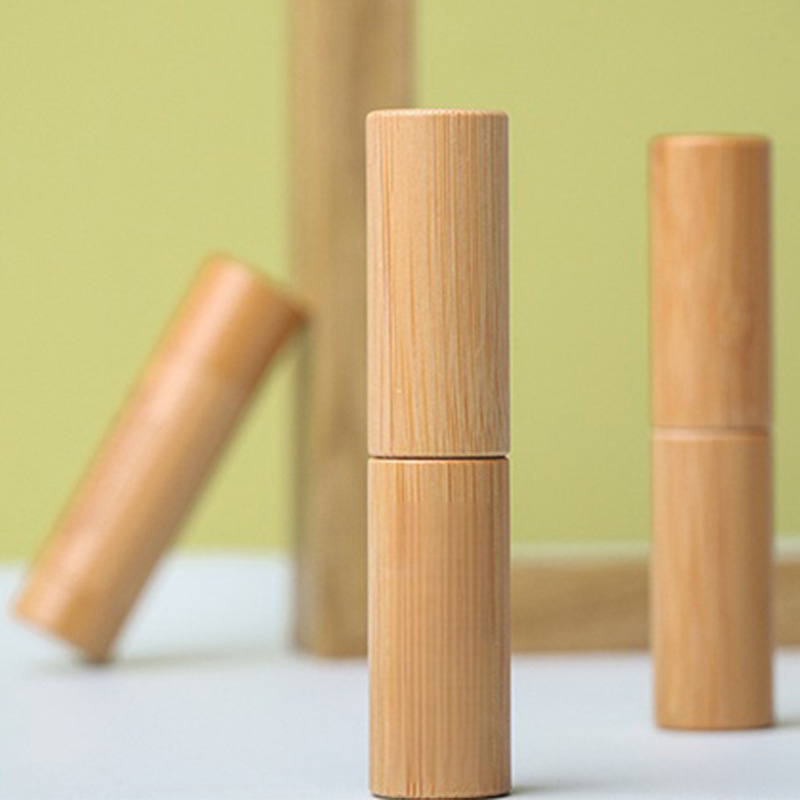 New Bamboo Empty Lipstick Tube Refillable Lip Balm Container With Rotatable Plastic Inner Sustainable Makeup Packaging New Bamboo Empty Lipstick Tube Refillable Lip Balm Container With Rotatable Plastic Inner Sustainable Makeup Packaging