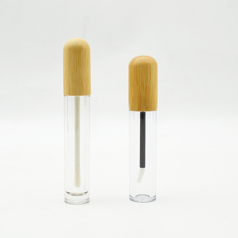 Wholesale 7ml 10ml Empty clear Lip Gloss Tube Glass Bottle Cylindrical Bamboo Lid for Personal Care Packaging Wholesale 7ml 10ml Empty clear Lip Gloss Tube Glass Bottle Cylindrical Bamboo Lid for Personal Care Packaging
