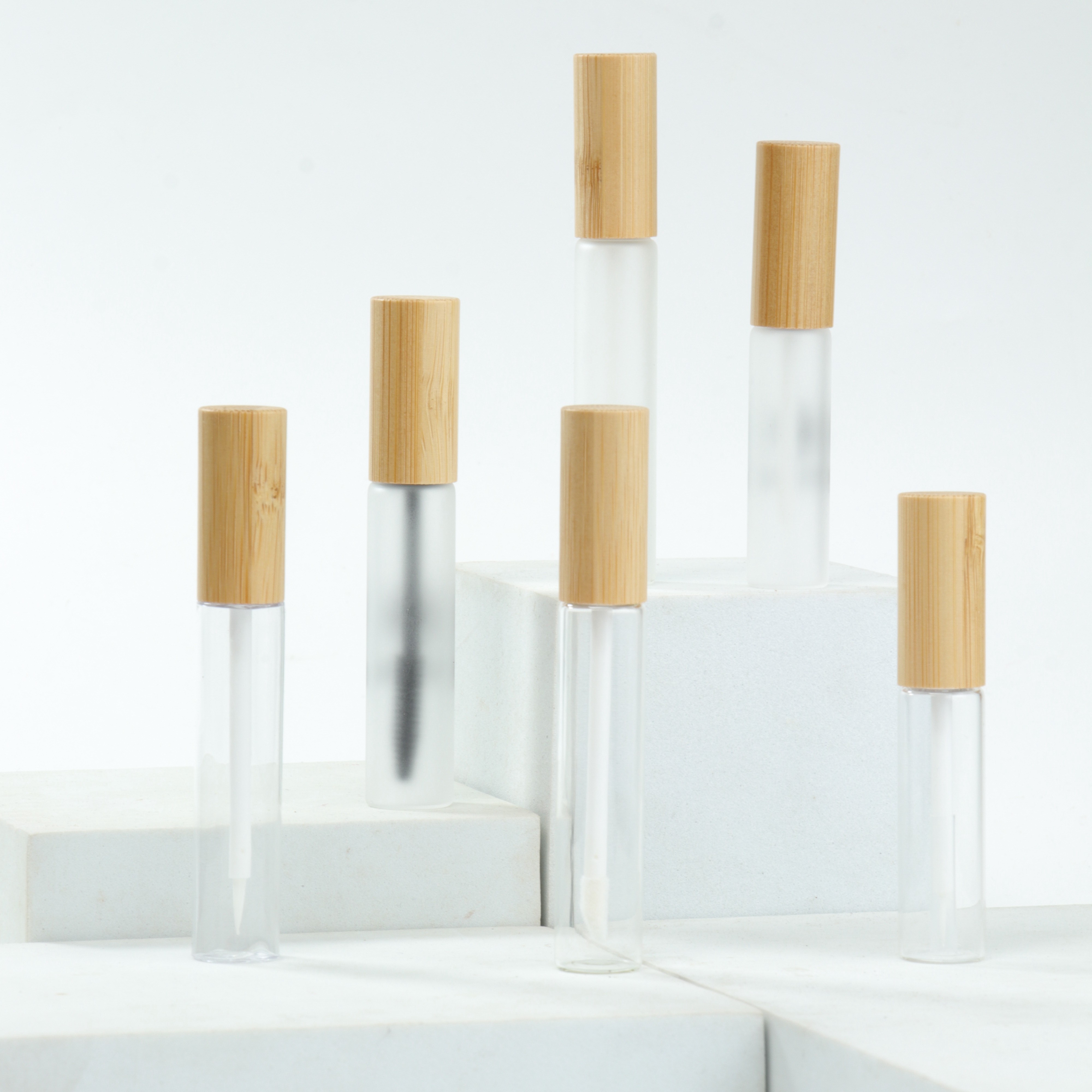 Wholesale Transparent Lip Gloss Tube Lip Glaze Tube Bamboo Lip Gloss Packaging Custom Cosmetic Packaging