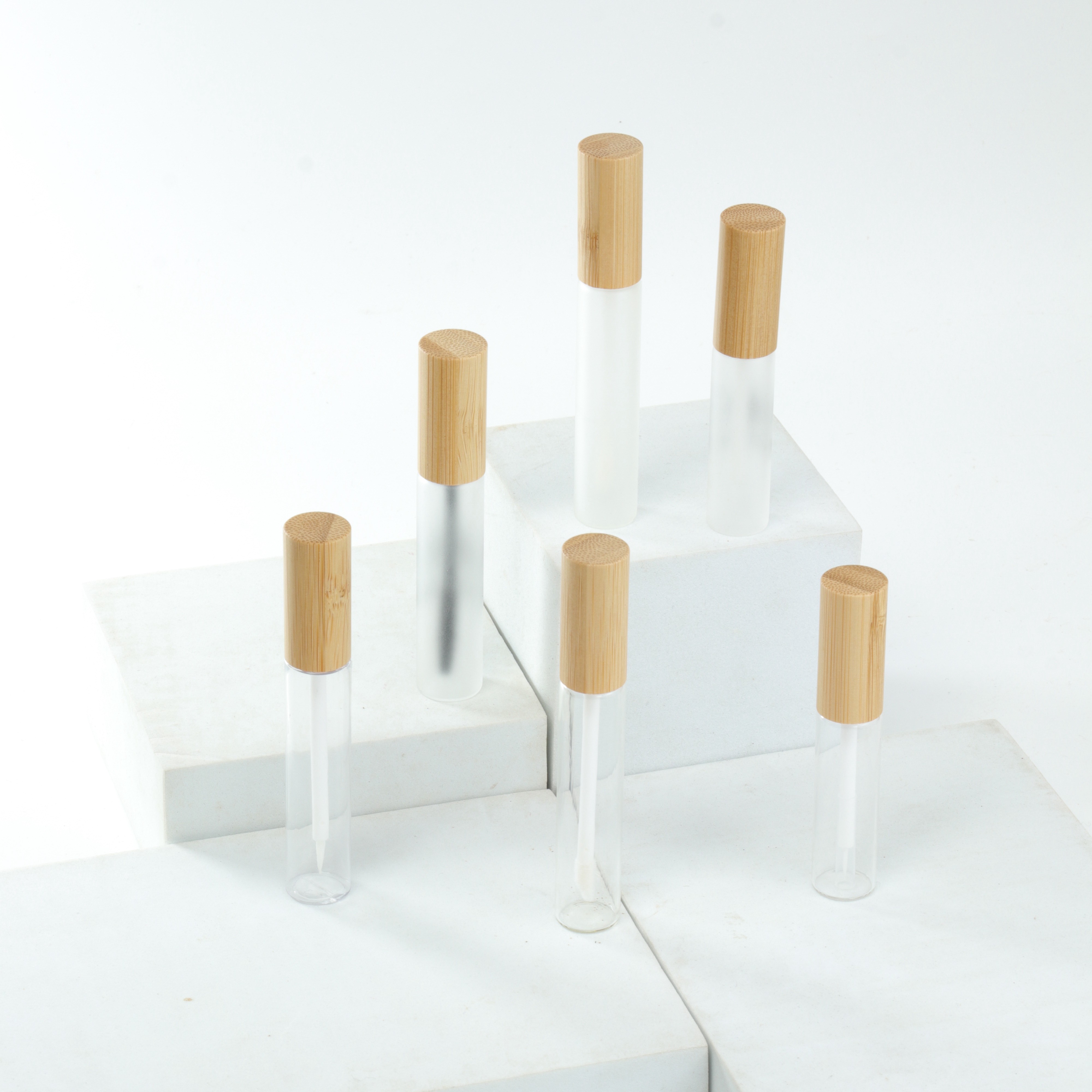 Wholesale Transparent Lip Gloss Tube Lip Glaze Tube Bamboo Lip Gloss Packaging Custom Cosmetic Packaging