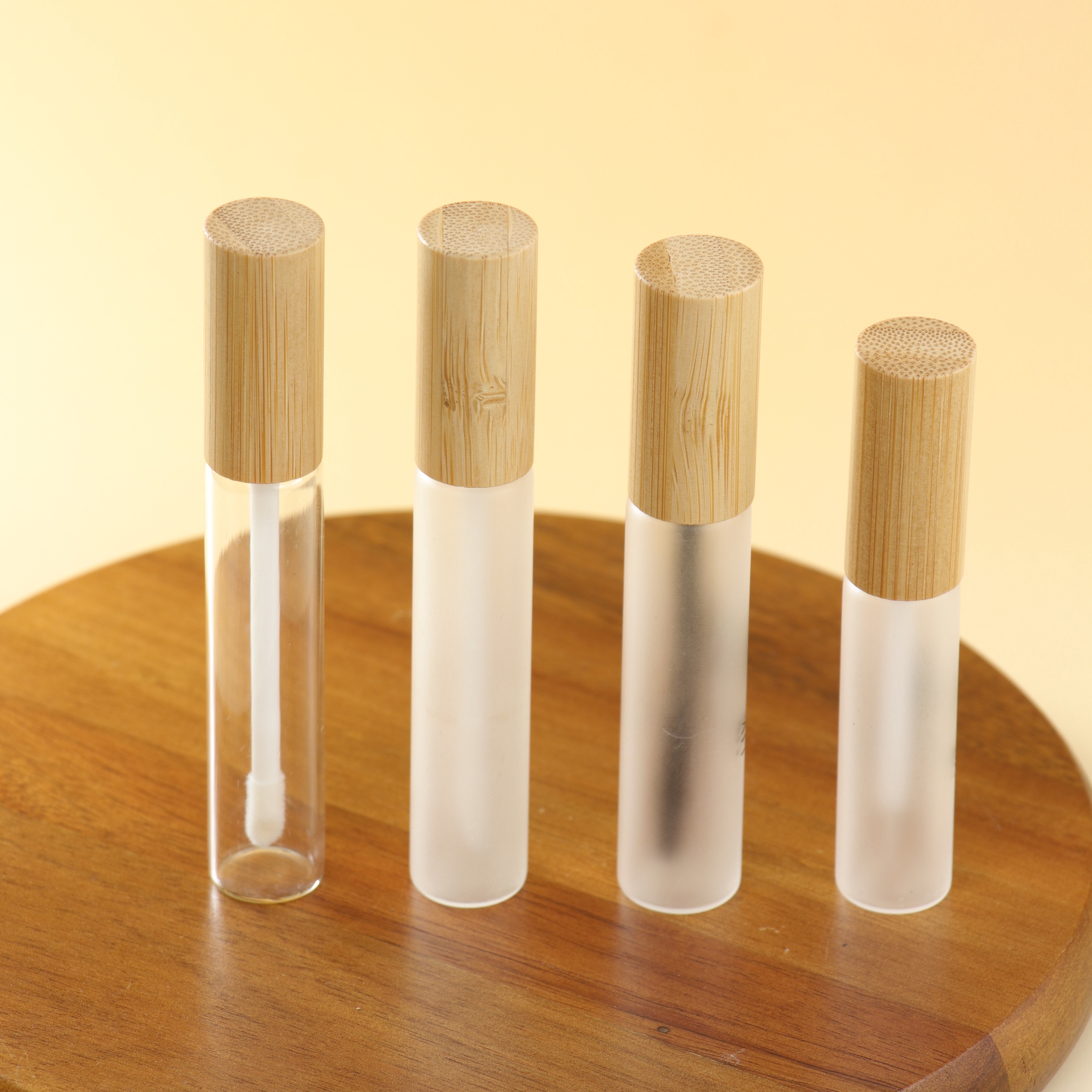Wholesale Transparent Lip Gloss Tube Lip Glaze Tube Bamboo Lip Gloss Packaging Custom Cosmetic Packaging